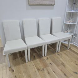 NEW White Dining Chairs Set of 4 Velvet Upholstery Solid Real Wood