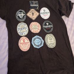 Guinness Brown Short Sleeve Tee with Vintage Logo Badges men size s