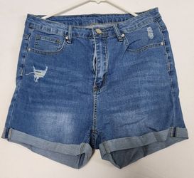 SHEIN Women Distressed Cuffed Denim Shorts Size 0XL