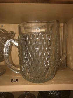 vintage Ornate crystal water or tea pitcher