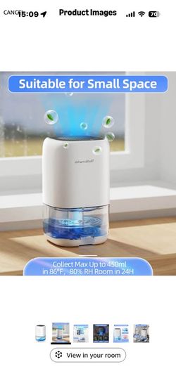 35 OZ Dehumidifier for Bedroom RV, Quiet with Auto Shut Off, White 280 Sq.Ft Small Dehumidifiers for