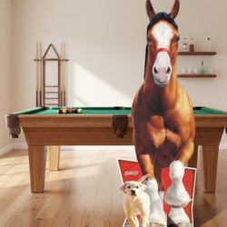 BUDWEISER 2014 Clydesdale Horse and Puppy Cardboard Cutout Store Display Extremely RARE Almost  6FT TALL!