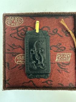 Black Jade Dragon Pendant / Ornament in Red Box