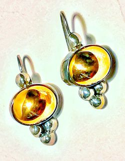 OLD Art Deco Mexican sterling silver 925 art deco earrings made in Mexico silver w gold wash
