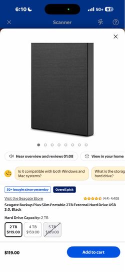 Backup plus slim hard drive 2 TB