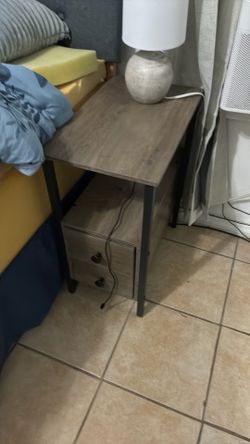 Industrial Nightstand with Two Drawers