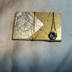 Artisan Modernist Copper Wrap Rhinestone Brooch