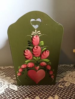 Vintage hand painted wood decanter