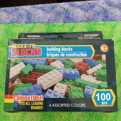 MAKE-IT BLOCKS, 100 PICES 4 COLORS, COMPATIBLE W/ ALL LEADING BRAND 