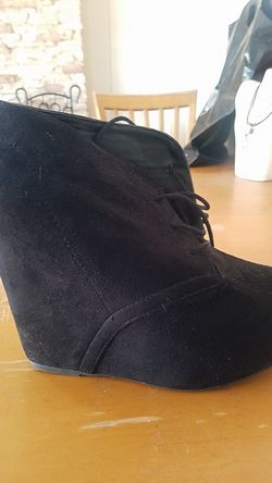 Black Faux Suede platform Heels