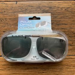 Power Optics Clip On Sunglasses With Case Size 56 rec M