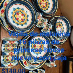 Vajilla De 16 Piezas De Melanina 👉 princess house todo nuevo y con caja 📦