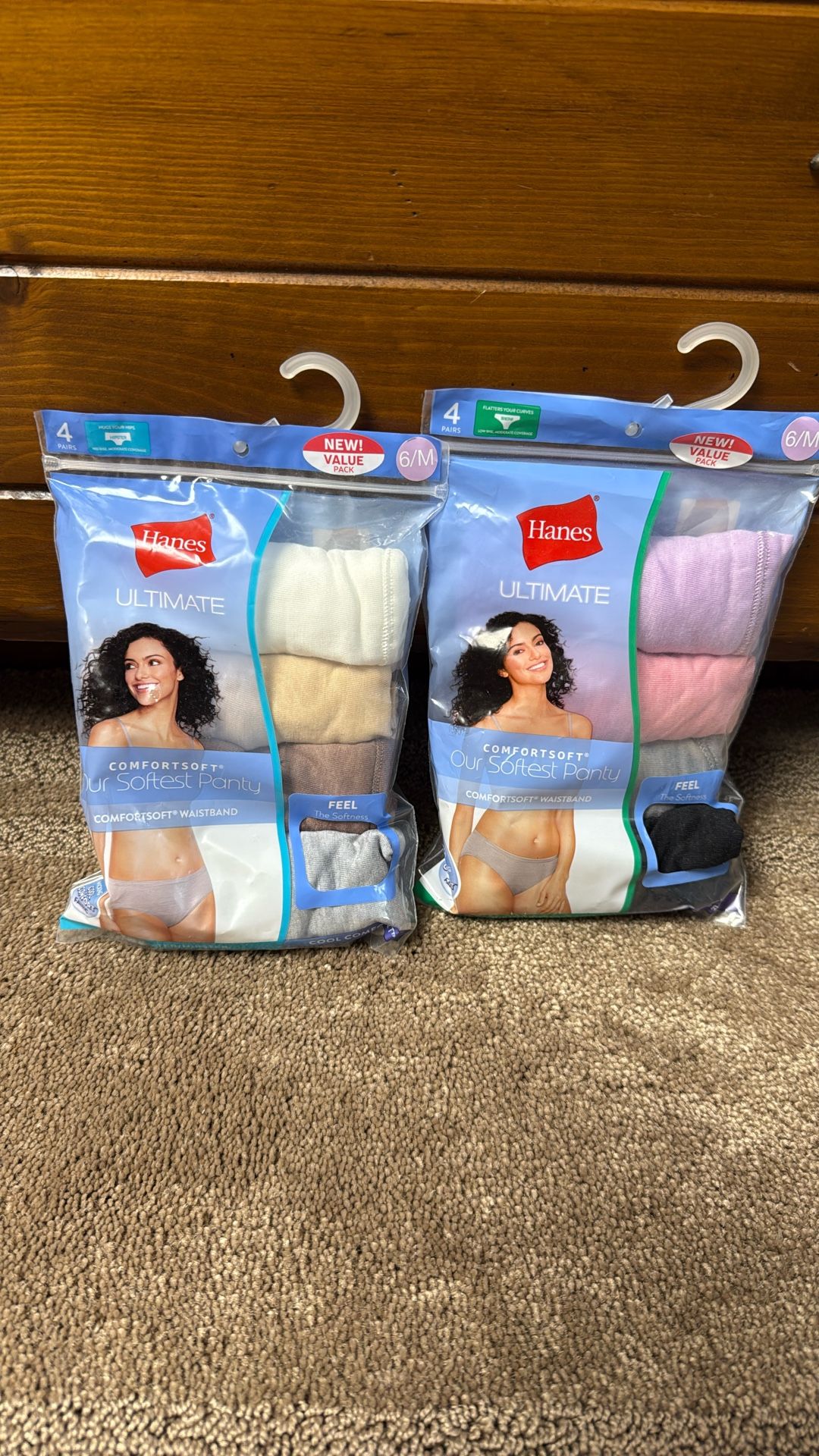 New Hanes Size 6 Medium Ultimate Comfortsoft Waistband New Packs Of Hipster And Bikini Underwear