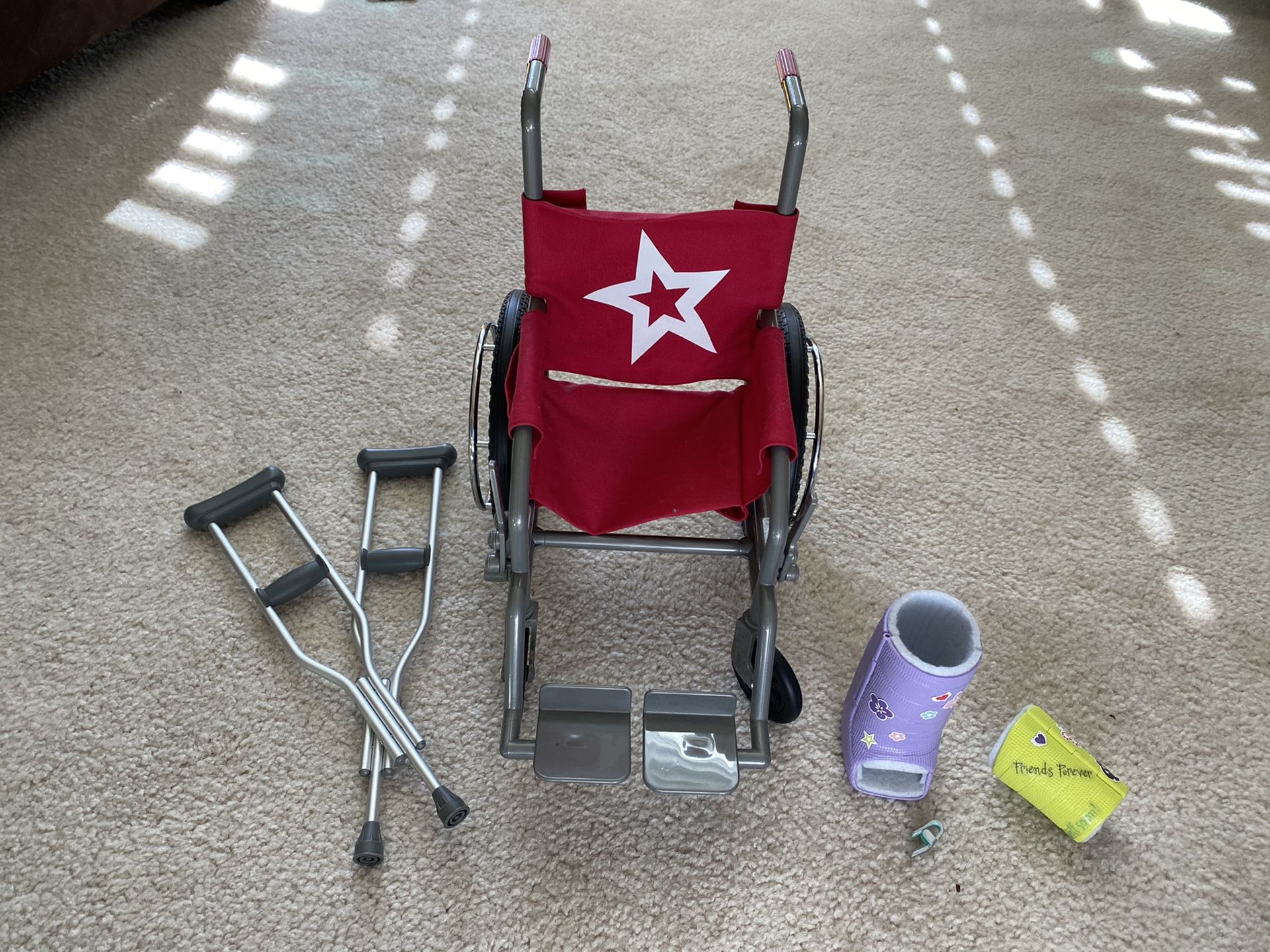 American Girl Doll Wheelchair, Crutches, and Casts