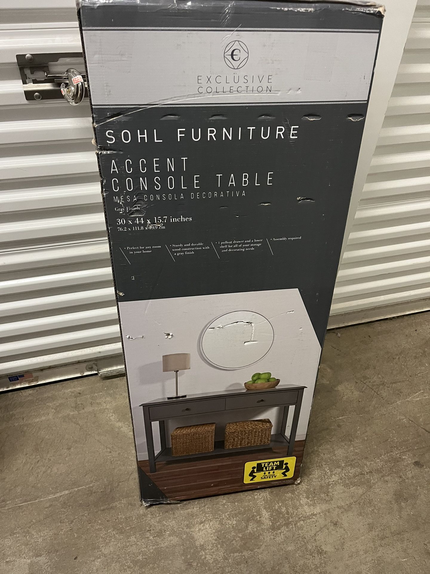 NEW-Accent Console Sofa Table-Gray