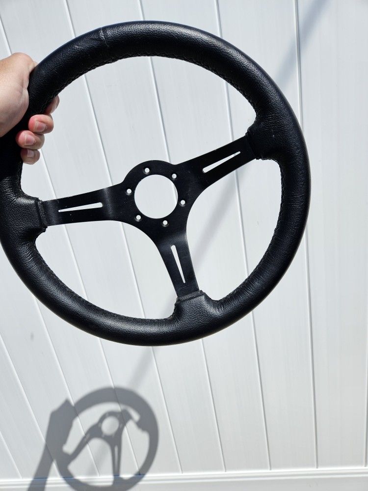 14" Deep Dish 6 Hole Leather Wrap Steering Wheel Forever Sharp NRG Nardi