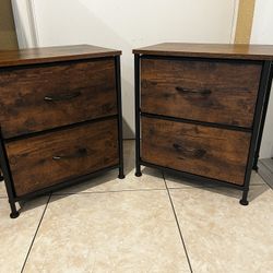 2 Small Night Stands With Fabric Bins And Metal… 20 Height By 18” Wide By 12” Deep…$65