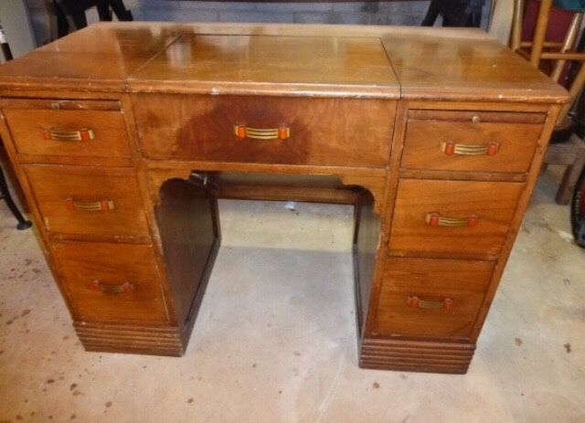 Antique Vintage office typewriter desk w/ bakelite handles