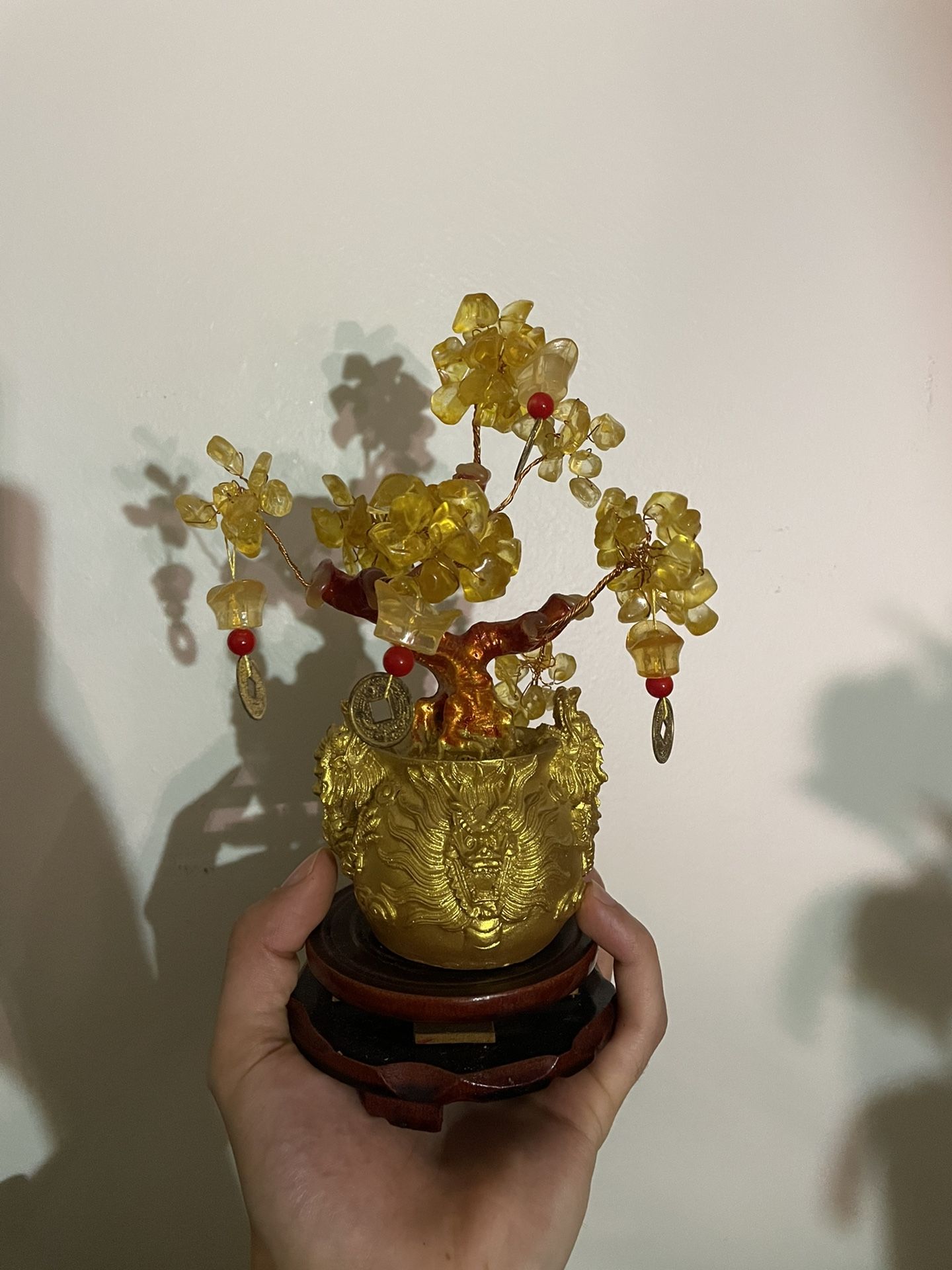 Good Fortune Chinese Gold Dragon Citrine Money Tree Ornament.