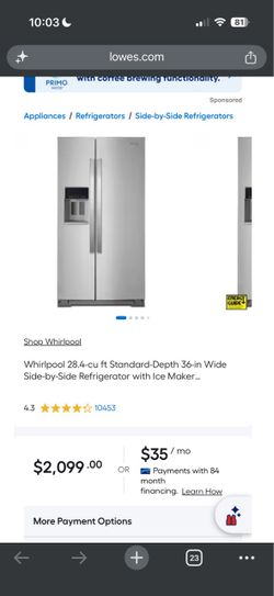 Whirlpool 28.4-cu ft Standard-Depth 36-in resistant Stainless Steel )