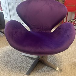 Modern Swivel Accent Chair Purple Velvet 