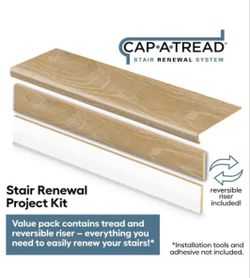Cap A Tread
Dusk Cherry 47 in. L x 12.15 in. W x 57.91 mm T Laminate Overlay Stair Tread and Reversible Riser Kit