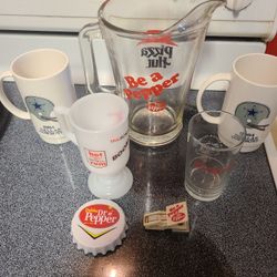 Dr Pepper Vintage Items Lot Pizza Hut Dallas Cowboys HOT DR PEPPER VINTAGE MUG