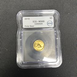 2019 Canadian polar bear 1/10 gold coin. Graded NGC MS69