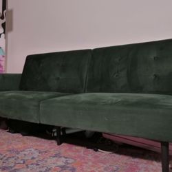 Forest Green Velvet Futon 