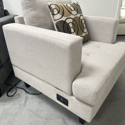 Accent Chair with Charging Feature (USB Type-B, Type-C, and a Outlet)