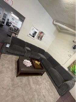 Brownell 6-pc fabric sectional with 3 power recliners and 1 console