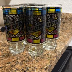 Set of 4 Vintage Falstaff Beer Glasses
