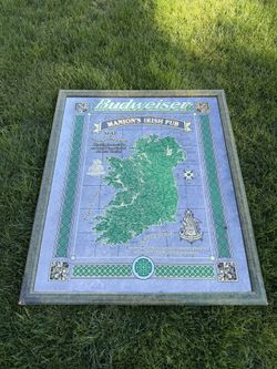 Vintage Budweiser “Map of Noble Erin” Ireland Pub Mirror
