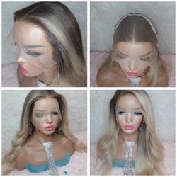 22 Inch or shorter Natural Brown Root Blonde Lace Wig 