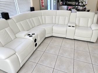 White reclining sectional sofa