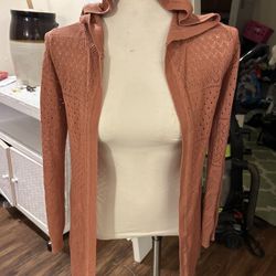 Pink Republic Women’s Size Small Muted Rose Lightweight Hooded Open Cardigan 