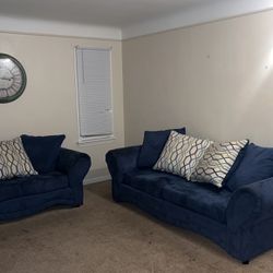 2 Piece Navy Blue Couch Set 