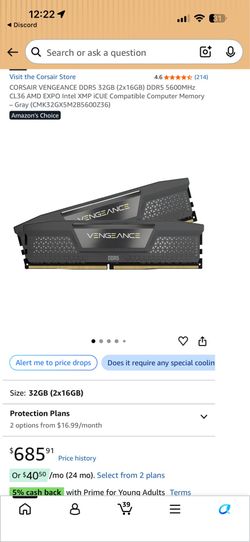 Corsair vengeance ddr5 (CMK32GX5M2B5600Z36)