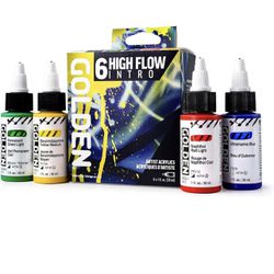 Pack Of 3 Golden Artist Colors, High Flow Acrylics, 6-Color Intro Set, Acrylic Inks