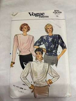 Vintage 1980s Vogue 9751 Sewing Pattern - Misses' Draped Blouse - Size 16 - UNCUT