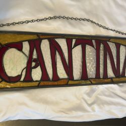 STAINED GLASS CANTINA MAN CAVE BAR SIGN 
