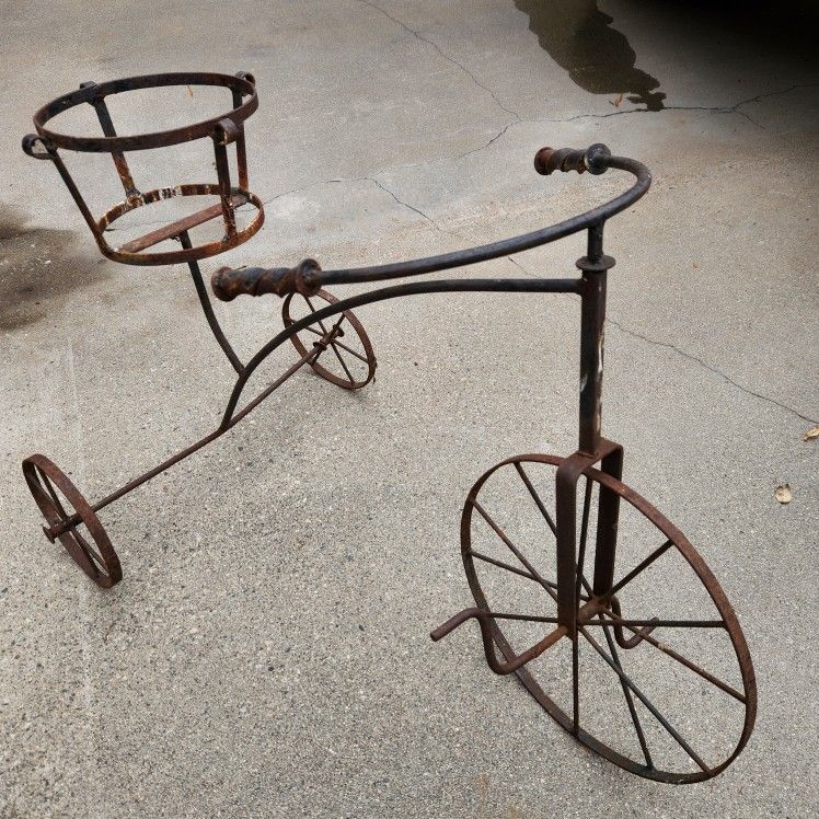 Wrought Iron Tricycle Plant Holder