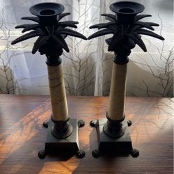 beautiful metal and marble candle holders