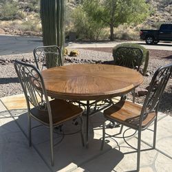 Kitchen Table With 4 Wood & Metal Chairs