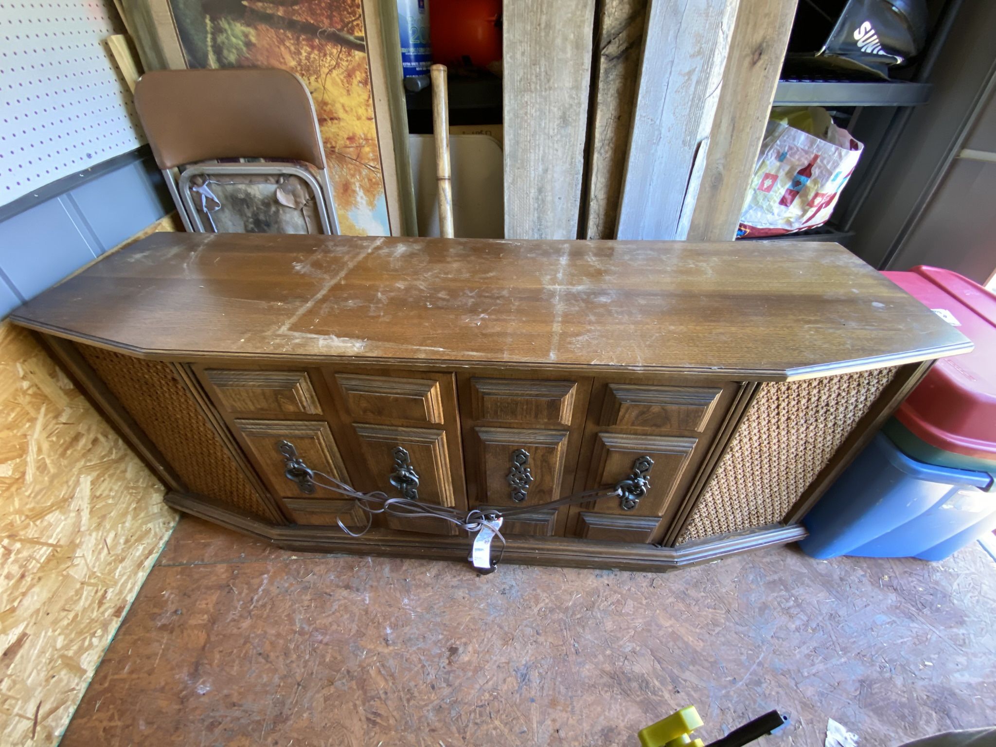 Vintage Entertainment Hutch w/ Built-in Speakers