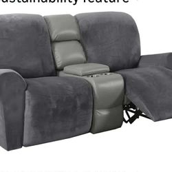 New Velvet Stretch Recliner Couch Covers 6-Pieces Recliner Loveseat Covers for 2 Cushion Couch Recliner Sofa Covers Reclining Slipcovers Form Fitted T