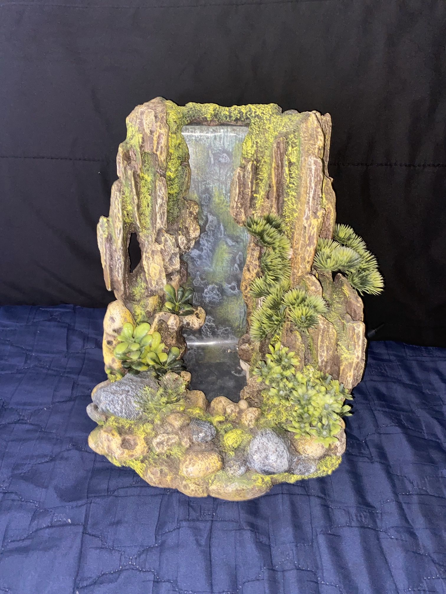Fish Tank Decor; mountain cliff waterfall