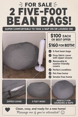 2 Oversized 5-Foot Bean Bags 🛋️✨