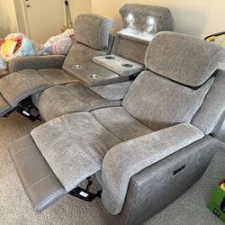 Electric Reclining Sofa Set + Armchair — Excellent Condition!