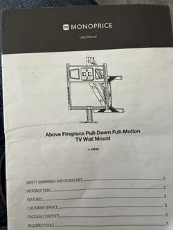 Monoprice Fireplace Pull Down TV Mount